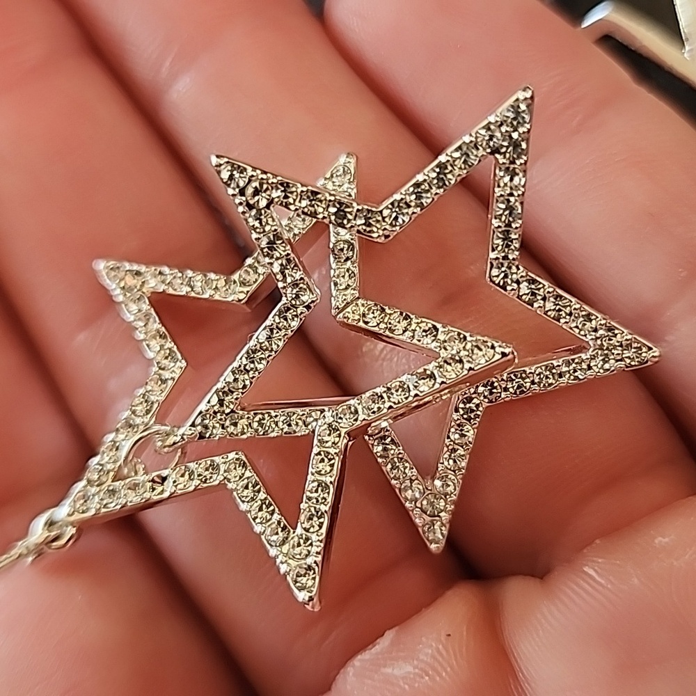 Silver Star Dangle Earrings - Picture 6 of 8